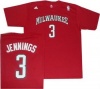Milwaukee Bucks Brandon Jennings Adidas Red Net Print T Shirt