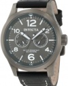 Invicta Men's 10492 Specialty Military Charcoal Dial Black Leather Watch