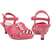 Girls Strappy Cross Rhinestones High Heel Fuchsia Sandals Pageant toddler/youth shoes