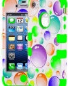 myLife (TM) Bright Green and White - Bubble Party Series (Neo Hypergrip Flex Gel) 3 Piece Case for iPhone 5/5S (5G) 5th Generation iTouch Smartphone by Apple (External 2 Piece Fitted On Hard Rubberized Plates + Internal Soft Silicone Easy Grip Bumper Gel 