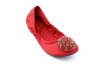 Nine West Women's Celsey Round Toe Ballet Flats in Red Satin