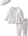 Little Me Baby-Girls Sweetheart TMH Pant Set, White/Pink, 3 Months