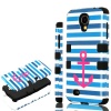 myLife (TM) Black - Blue Stripes and Pink Anchor Design (3 Piece Hybrid) Hard and Soft Case for the Samsung Galaxy S4 Fits Models: I9500, I9505, SPH-L720, Galaxy S IV, SGH-I337, SCH-I545, SGH-M919, SCH-R970 and Galaxy S4 LTE-A Touch Phone (Fitted Front 