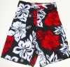 Hang Ten Boys Board Shorts Swim Suit Size Large (14-16) Floral Red Black