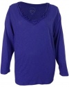 INC International Concepts Women's Ruffled V-Neck Knit Top (3X, Muted Violet)