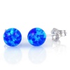 Sterling Silver 6mm created Pacific Blue Australian Opal Ball Stud Post Earrings