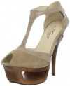 Pleaser Women's Deluxe-682/BHS-PLE T-Strap Sandal,Blush Suede Patent Leather,6 M US