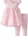 Nannette Baby-girls Infant 2 Piece Daisy Bow Dress And Legging, Pink, 12 Months