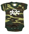 White Scribble Skull Short Sleeve One Piece Baby Body Suit in Color Camo