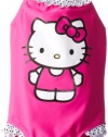 Hello Kitty Girls 2-6X 1 Piece Toddler with Polka Dot Ruffle Trim, Hot Pink, 4T