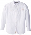 Sean John Men's Big-Tall Long Sleeve Solid Linen Shirt, Bleach White, XX-Large/Tall
