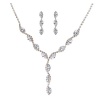 Bridal Wedding Jewelry Set Crystal Rhinestone Dazzle Linear Y Drop Necklace SV