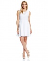 NY Collection Women's Petite Sleeveless Fit and Flare Dress, White, Petite/Medium