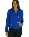 Calvin Klein Women's Zip Linen Blend Jacket Cobalt S