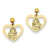 Disney Collection 14K Yellow Gold Disney Belle Heart Dangle Post Earrings