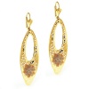 2.5 Stunning Oval Dangle Yellow Gold Plated Flower Earrings