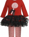 Red Black Lollipop Applique Tutu Dress / Legging Set RD0CH Bonnie Jean Baby-Newborn Special Occasion Flower Girl Holiday BNJ Social Dress, Red