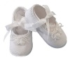 Lauren Madison baby girl Christening Baptism Special occasion Infant Shantung Ballerina Slipper, White, Large