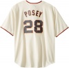 MLB San Francisco Giants Buster Posey Ivory Home Short Sleeve 6 Button Synthetic Replica Baseball Jersey Big & Tall Spring 2012 Men's