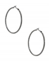 G by GUESS Women's Thick Sparkle Hoop Earrings, HEMATITE