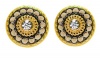 Petite Grecian Gold Tone Rope Trim Two Tone Crystal Stud Earrings