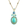 Mariana 24k Gold Plated Cindy Collection Swarovski Crystal and Turquoise Pendant Necklace