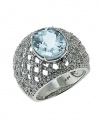 Effy Jewlery Effy 14K White Gold Aquamarine and Diamond Lattice Ring, 5.96 TCW Ring size 7