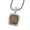 925 Silver & Brown Diamond Square Pendant with 18k Gold Accents (0.45ctw)