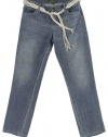 Lauren Jeans Co. Women's Belted Straight Boyfriend Jeans (8, Montauk Wash)