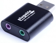 Plugable USB Audio Adapter with 3.5mm Speaker/Headphone and Microphone Jacks (Black Aluminum; C-Media CM108 Chip; Built-In Compatibility with Windows, Mac, and Linux)