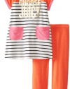 Juicy Couture Baby Baby-Girls Infant Logo Striped Set, Coral, 18-24 Months
