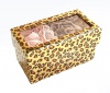 Hanky Panky 2 Pack Original Rise Thongs in Gold Leopard Hinged Box in Caramel Cream