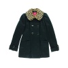 Betsey Johnson Womens Wool Faux Fur Pea Coat Green 6