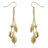 14k Yellow Gold Plated Matte and Shiny Bead 3-Strand Dangle Drop Earrings