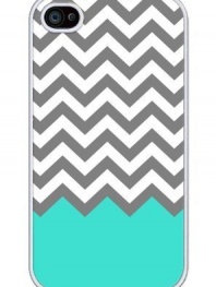 Chevron Pattern Turquoise Grey White Plastic For iphone 4 4s case