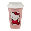 Vandor 18251 Hello Kitty 12 oz Double Wall Ceramic Travel Mug with Silicone Lid, Pink