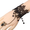 Yazilind Black Lace Slave Bracelets with Ring Lolita Butterfly Spider Tassels Beads