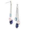 CleverEve Designer Series Sterling Silver Triple Strand & Triple Color Dangling Pearl Earrings 2