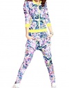 VENTELAN Women's Autumn Plus Size Leisure Fashion Floral Print Sport Pant Set