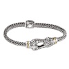 925 Silver Buckle Design Bracelet with 18k Gold Accents- 7.5 IN