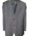 Sean John Men`s Jacket Grey Stripe Two Button Wool Blend Sport Coat (48L)