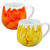 Konitz Poppy and Sunflower Blossoms Snuggle Mugs, Set of 2