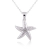 Mother's Day Blowout Sterling Silver Rhodium Plated Genuine Diamond Accent Starfish Pendant Necklace, 18