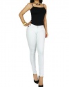 Womens Sexy Stretchy Snake Skin Textured Full Length Low Rise White Jean Pants