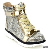 BELLAMARIE DEEJAY-18 Women's Lace Up Gold Straps Chic Wedge High Top Sneaker
