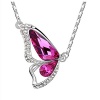 Drunk Wind Pursue Freedom Butterfly Dance Trippingly Pendant Necklace (Pink)