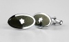Montblanc Sterling Silver Cufflinks Oval Gray - Olive Enamel New Germany 107250