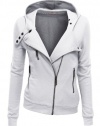 Women Slim Fit Fleece Zip-up Hoodie Jacket with Zipper Point