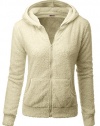 Doublju Womens Long Sleeve Full-Zip Plush Fleece Thermal Hooded Jacket