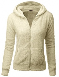Doublju Womens Long Sleeve Full-Zip Plush Fleece Thermal Hooded Jacket